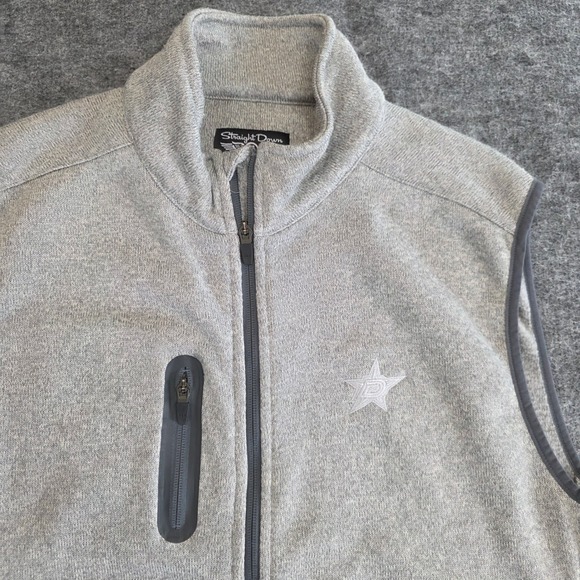 Straight Down Vest Mens XL Gray Dallas Stars Fleece Full Zip Pockets Golf - Picture 2 of 11
